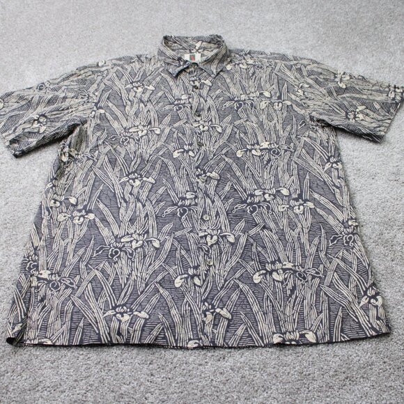 Tori Richard Honolulu Shirt Mens Large Blue Floral Cotton Lawn Short Sleeve - Picture 3 of 14